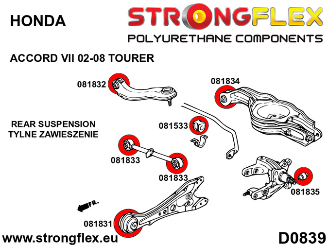 Tuleja tylnej zwrotnicy SPORT Honda Accord VII (02-08) VII (02-08) Tourer CM