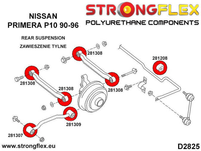Tuleja wahacza tylnego wzdłużnego - mocowanie zwrotnicy Nissan Primera I (90-96) P10