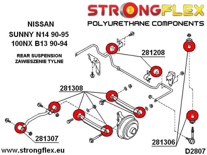 Zestaw poliuretanowy kompletny NX (90-94) Sunny / Pulsar / Sentra / Sabre